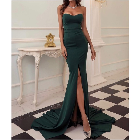 Luxe slit thigh formal party evening wedding prom Mermaid Hem… - Picture 3 of 9